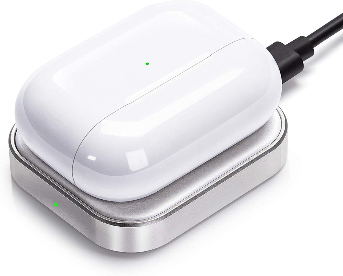 For Airpod Charger, Designed Wireless Charger for Airpods 4(Anc)/3Rd/2Nd Gen, for New Airpod Pro 3 (2025)/ 2Nd Gen, Wireless Earbuds, Slim & Compact for Travel Home Office, (Silver+White)